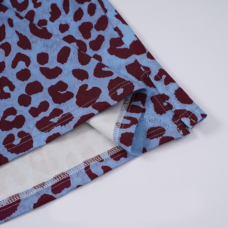 Blue Leopard Print Cami Loungewear Set