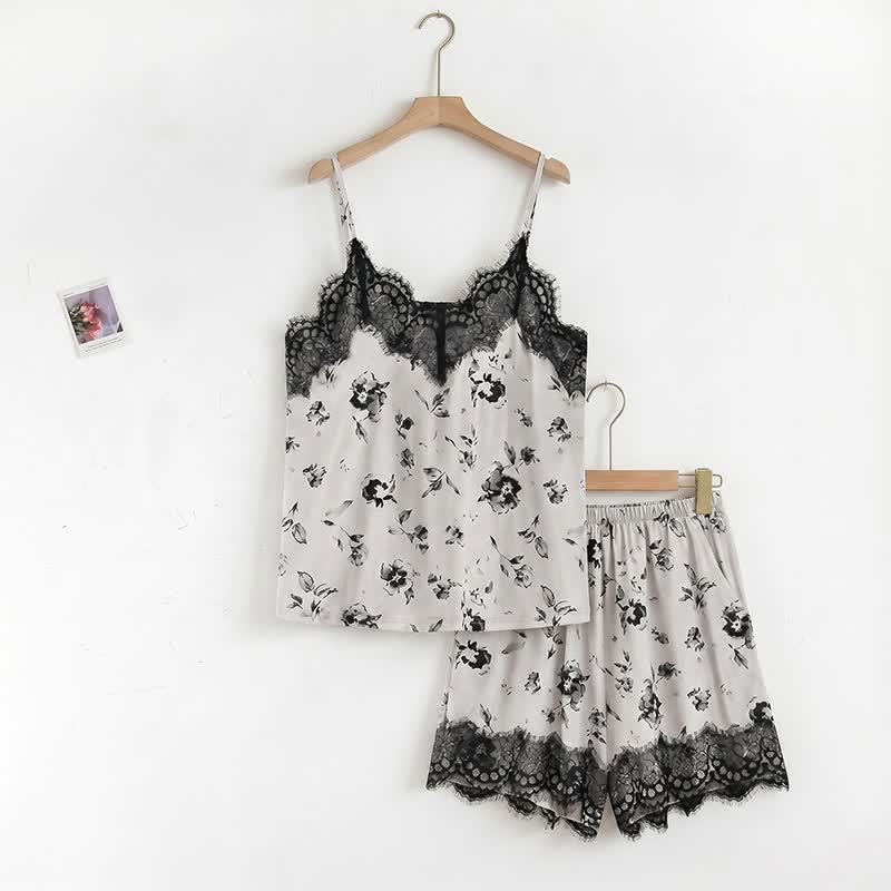 Romantic Floral Lace Cami Pajama Set