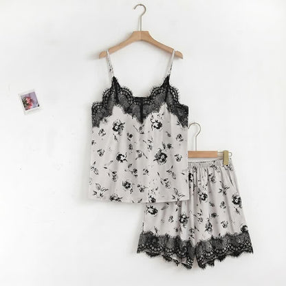 Romantic Floral Lace Cami Pajama Set