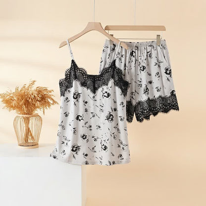 Romantic Floral Lace Cami Pajama Set