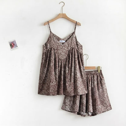 Vintage Print Cami & Shorts Pajama Set