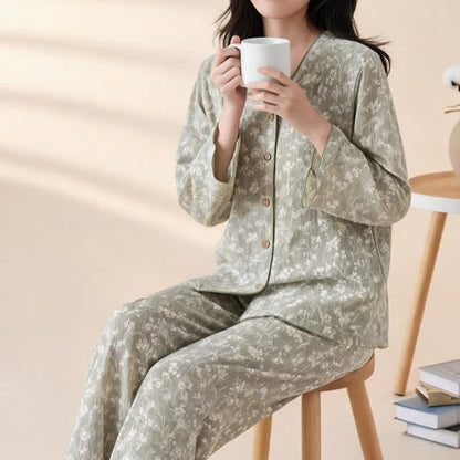 Soft Floral Cotton Button Front Pajamas