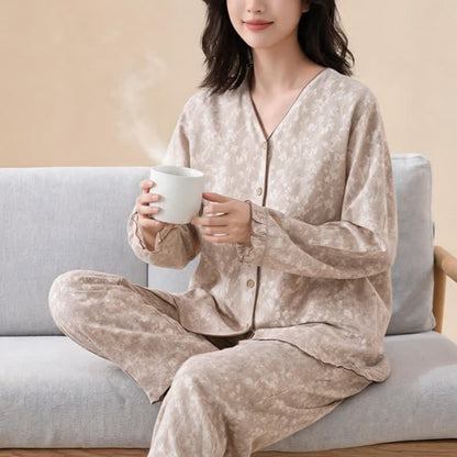 Soft Floral Cotton Button Front Pajamas