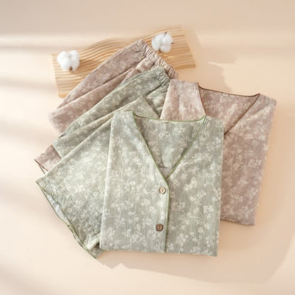 Soft Floral Cotton Button Front Pajamas