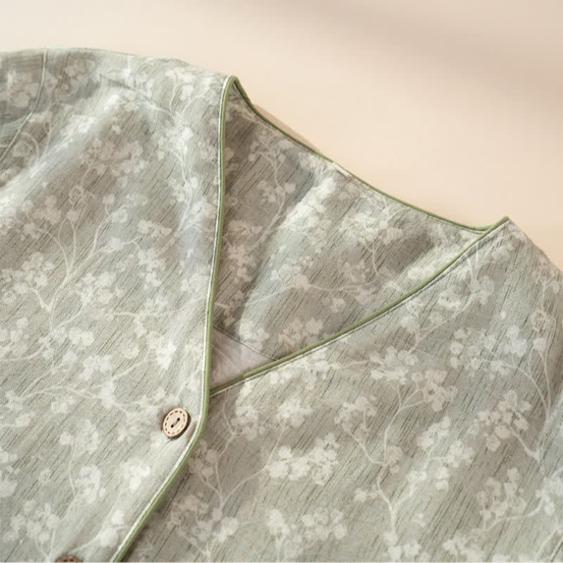 Soft Floral Cotton Button Front Pajamas