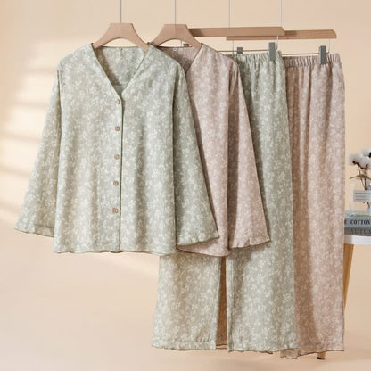 Soft Floral Cotton Button Front Pajamas