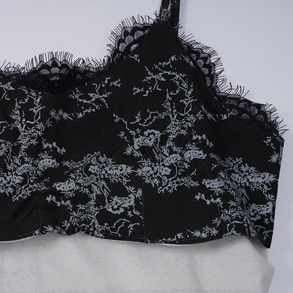 Black Floral Lace Cami Lounge Set