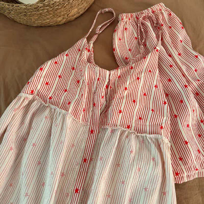 Stripe & Star Ruffle Cami Lounge Set