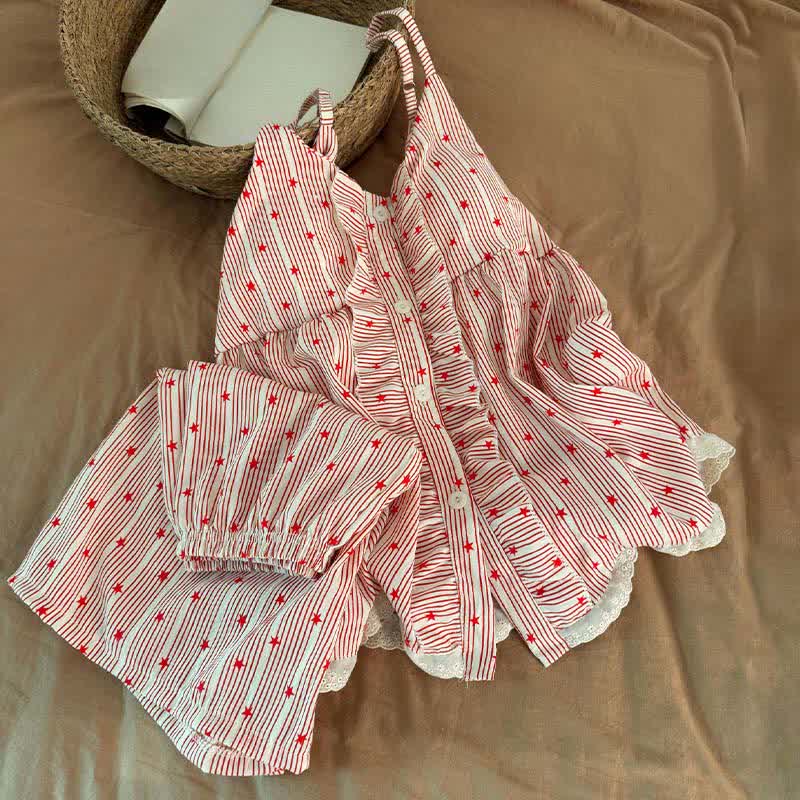 Stripe & Star Ruffle Cami Lounge Set