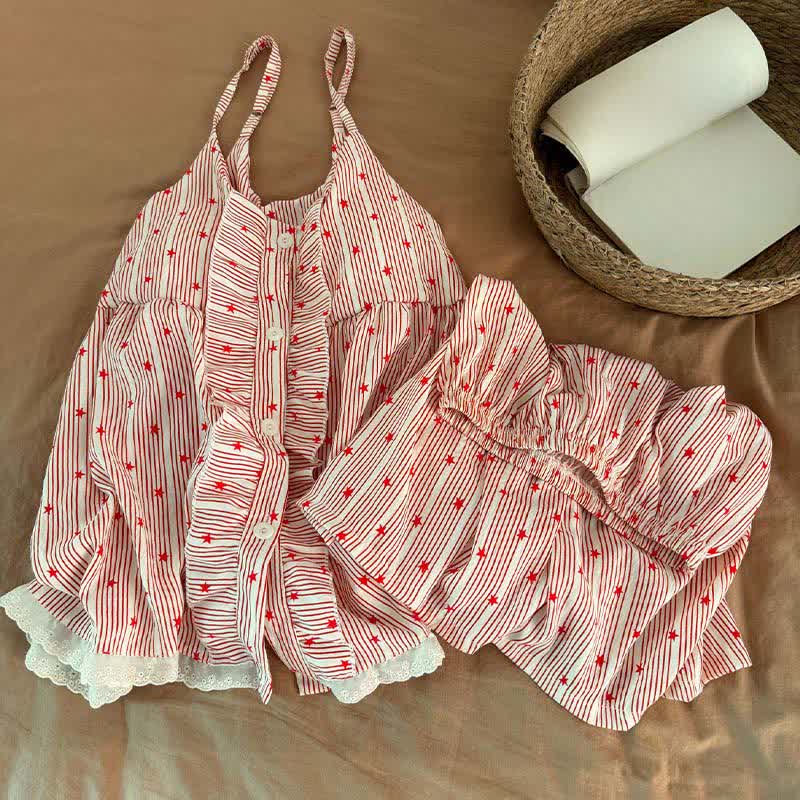 Stripe & Star Ruffle Cami Lounge Set