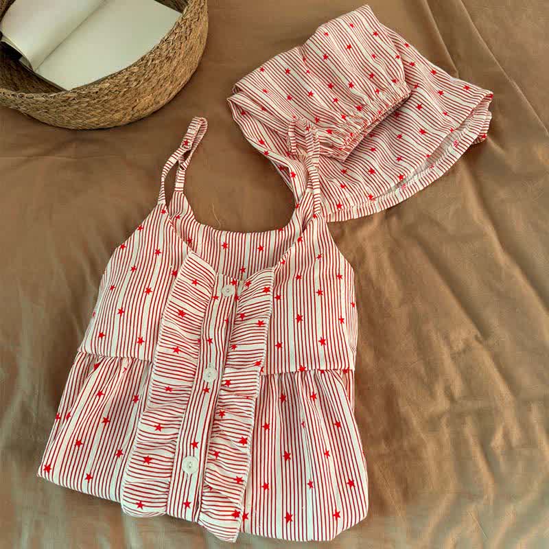 Stripe & Star Ruffle Cami Lounge Set