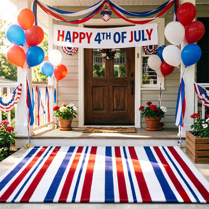 Patriotic Americana Stripe Outdoor Rug