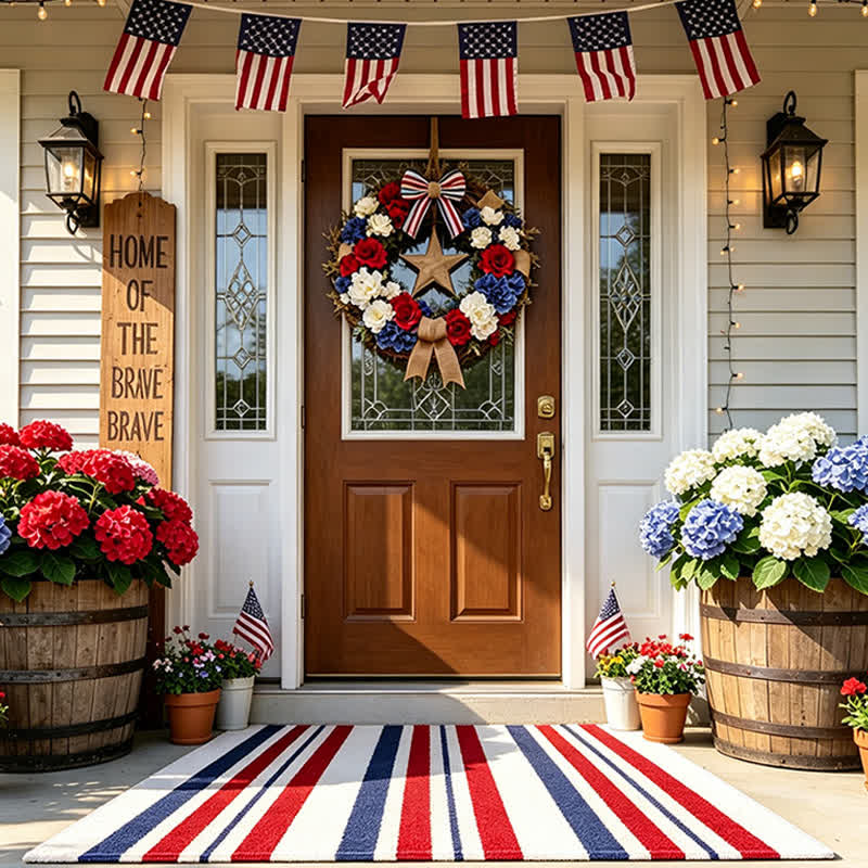 Patriotic Americana Stripe Outdoor Rug