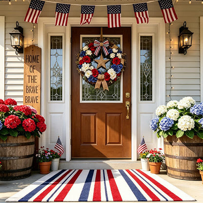 Patriotic Americana Stripe Outdoor Rug
