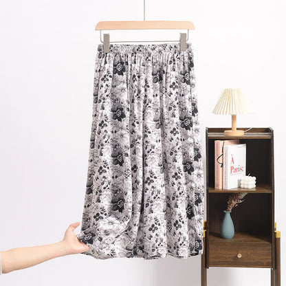 Vintage Black Floral Cropped Sleep Pants