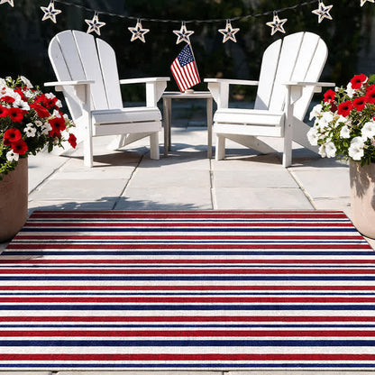 Patriotic Americana Stripe Outdoor Rug