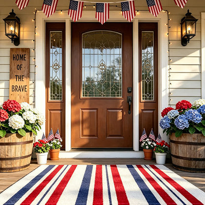 Patriotic Americana Stripe Outdoor Rug