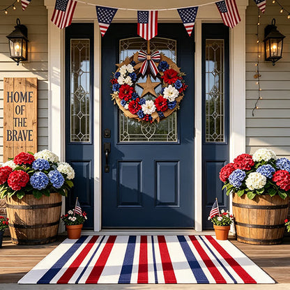 Patriotic Americana Stripe Outdoor Rug