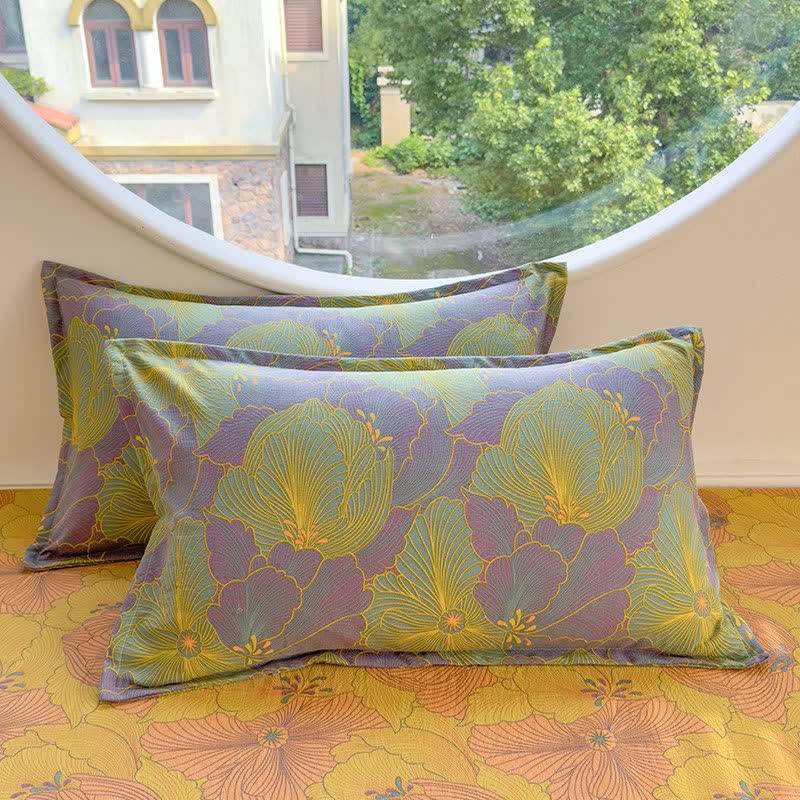 Abstract Floral Cotton Double Gauze Bedding(4PCS)