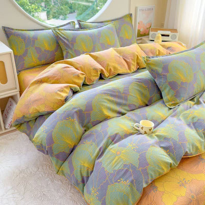 Abstract Floral Cotton Double Gauze Bedding(4PCS)