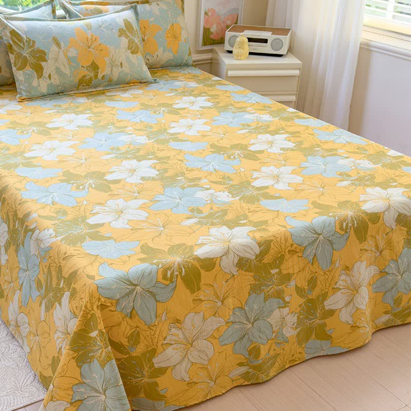 Lily Floral Cotton Double Gauze Bedding(4PCS)