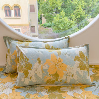 Lily Floral Cotton Double Gauze Bedding(4PCS)