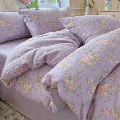 Dusty Purple Rose Cotton Gauze Bedding(4PCS)
