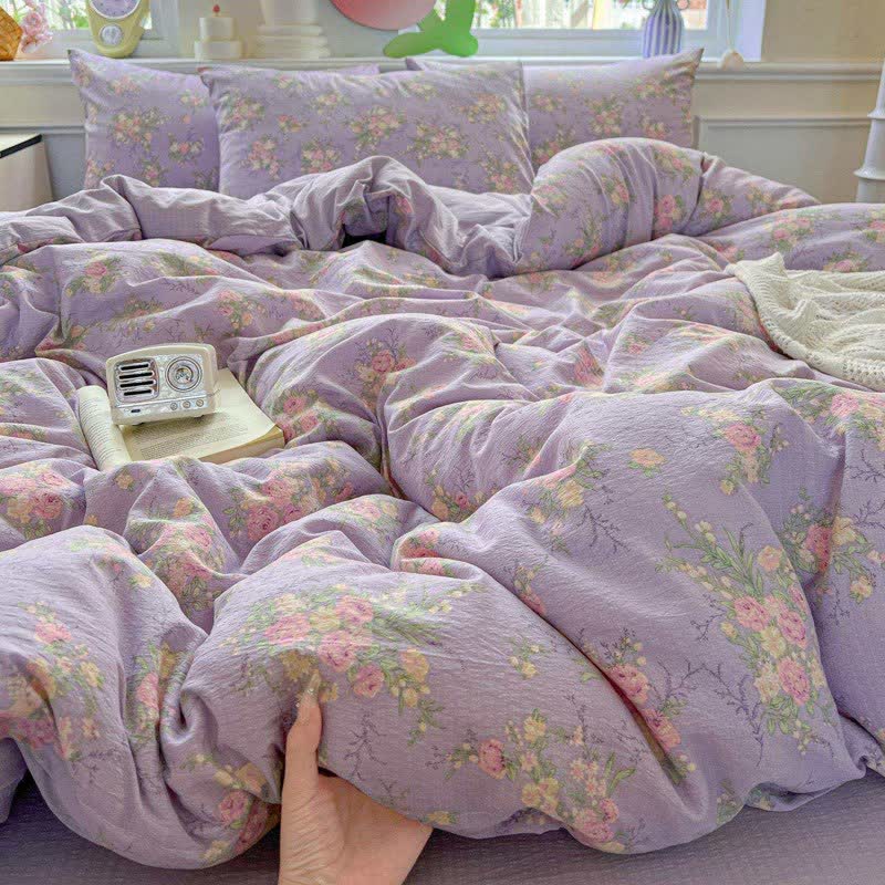 Dusty Purple Rose Cotton Gauze Bedding(4PCS)