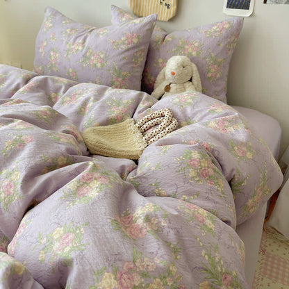 Dusty Purple Rose Cotton Gauze Bedding(4PCS)