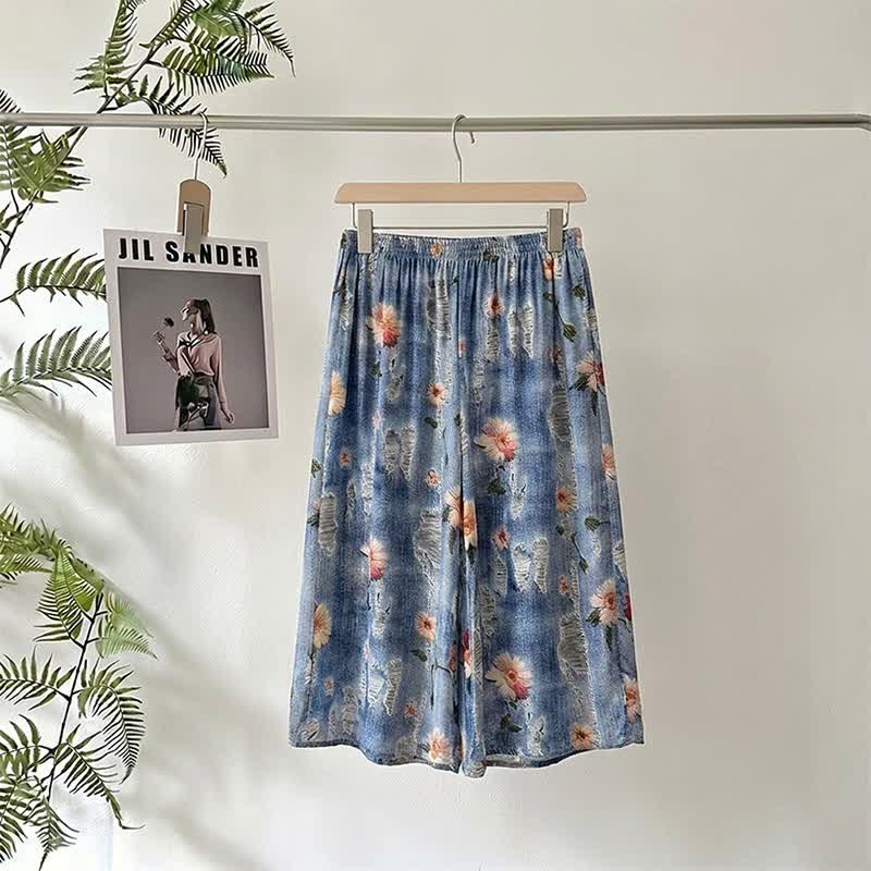 Pastoral Floral  Relaxed-Fit Cropped Sleep Pants