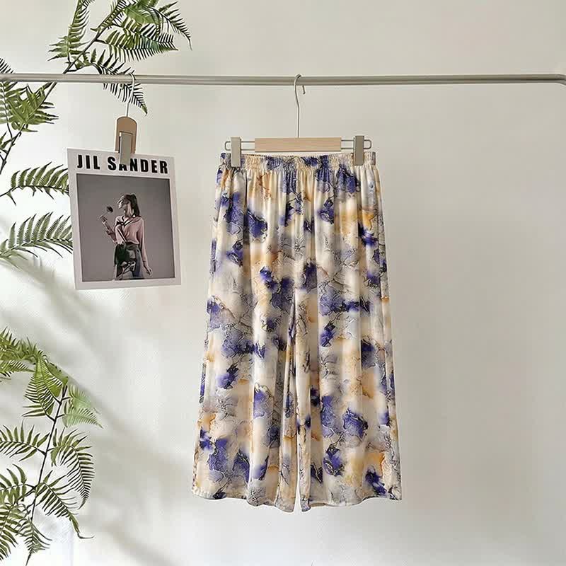 Artistic Print Cropped Lounge Pants