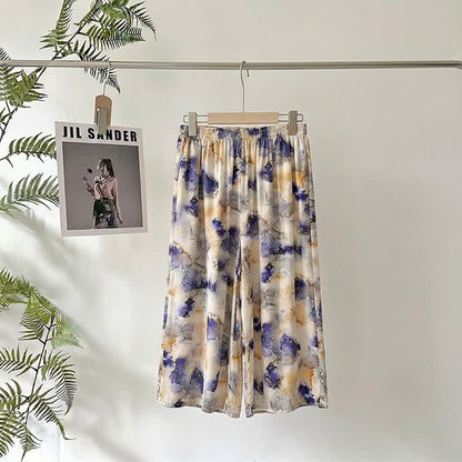 Artistic Print Cropped Lounge Pants