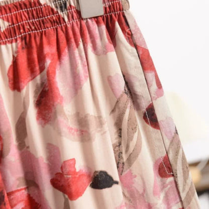 Red Floral Cropped Sleep Pants