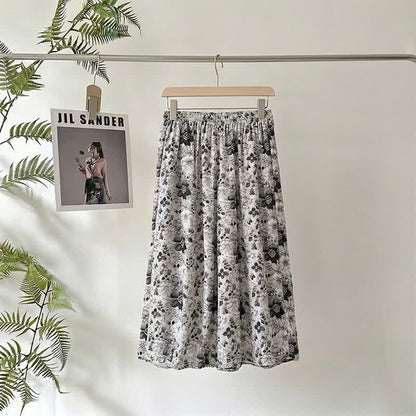 Vintage Black Floral Cropped Sleep Pants