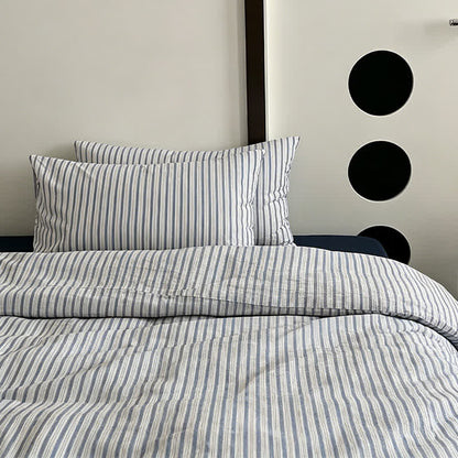 Washed Cotton French Blue Stripe Bedding Set