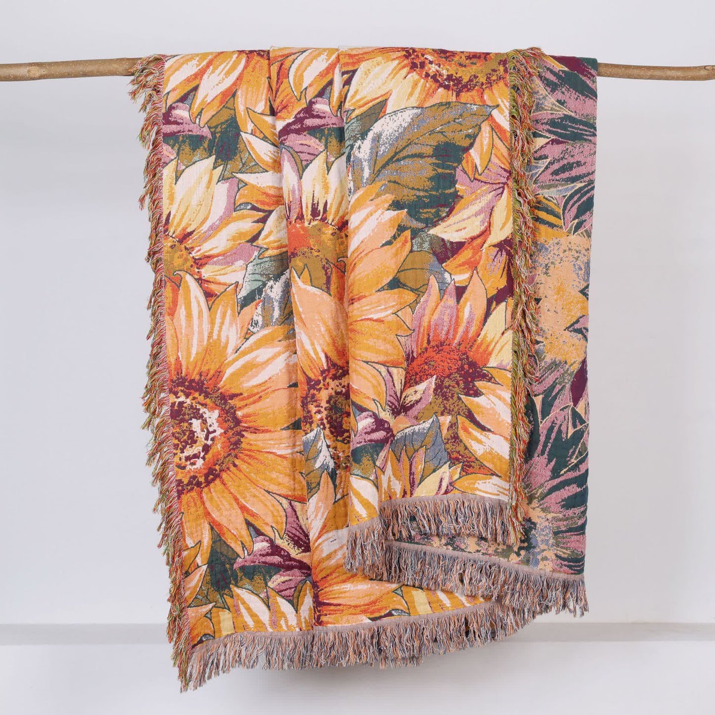Boho Sunflower Cotton Gauze Bedspread Quilt