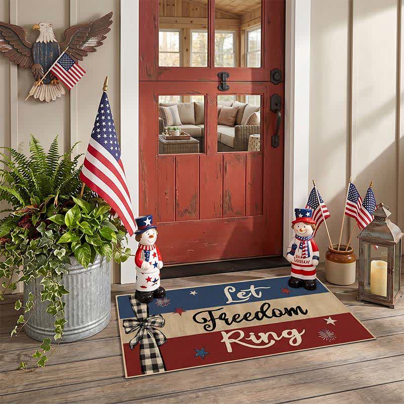 Let Freedom Ring Patriotic Crystal Velvet Entryway Rug