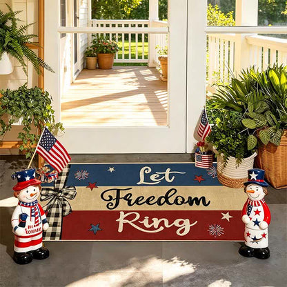 Let Freedom Ring Patriotic Crystal Velvet Entryway Rug
