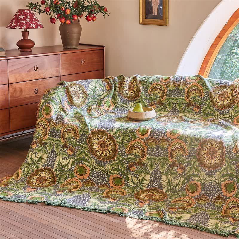 Reversible Floral 4-Layer Cotton Gauze Blanket Quilt