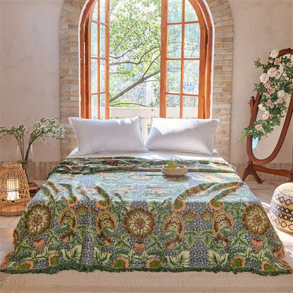 Reversible Floral 4-Layer Cotton Gauze Blanket Quilt