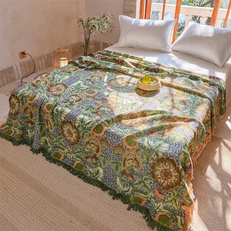 Reversible Floral 4-Layer Cotton Gauze Blanket Quilt
