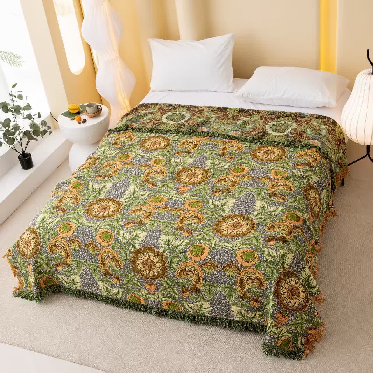 Reversible Floral 4-Layer Cotton Gauze Blanket Quilt