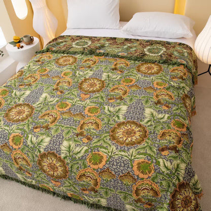 Reversible Floral 4-Layer Cotton Gauze Blanket Quilt