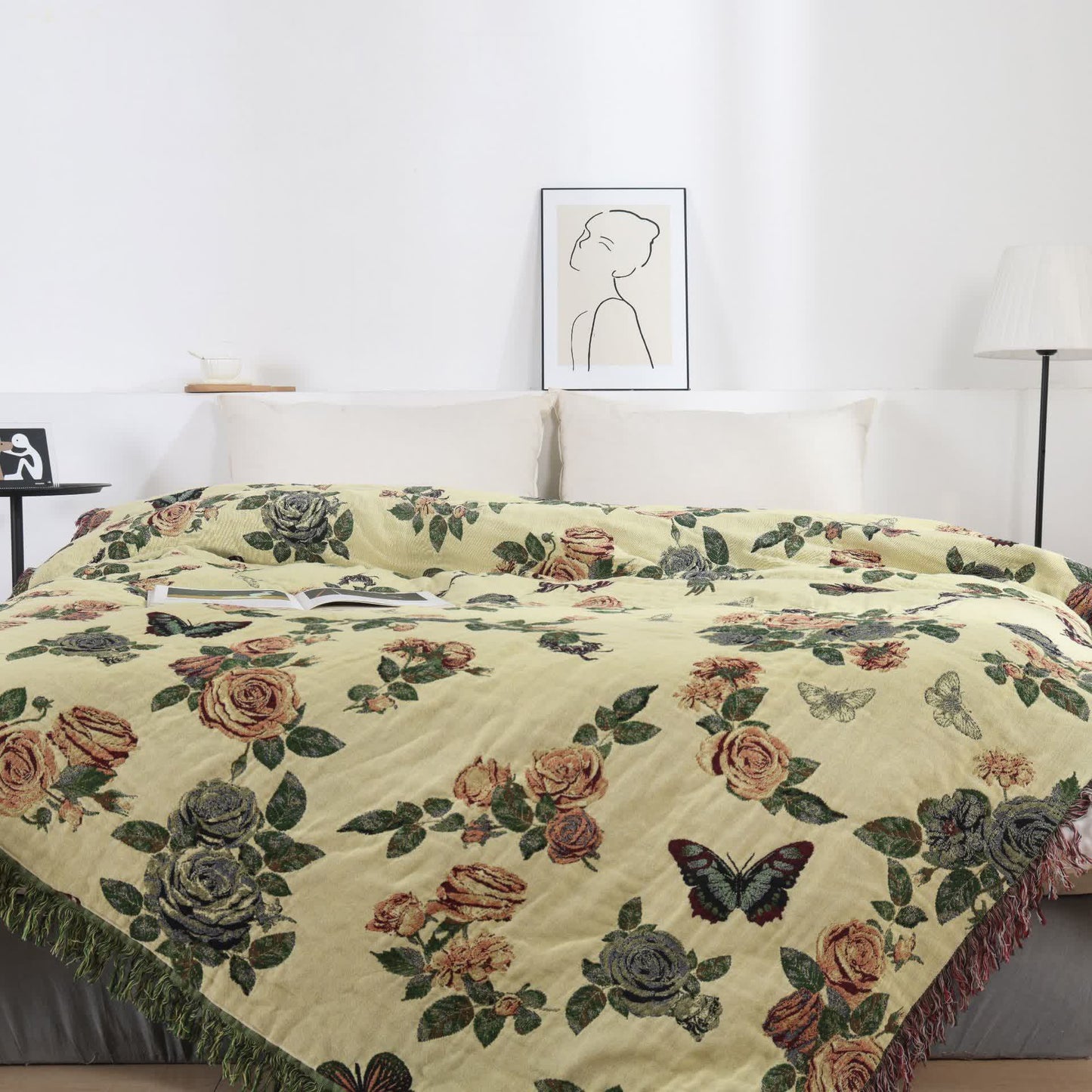 Romantic Rose Cotton Gauze Bedspread Quilt