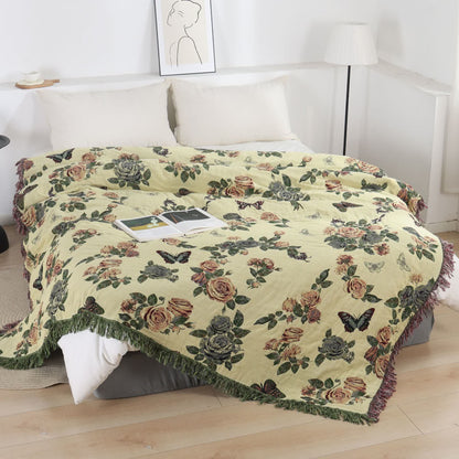 Romantic Rose Cotton Gauze Bedspread Quilt
