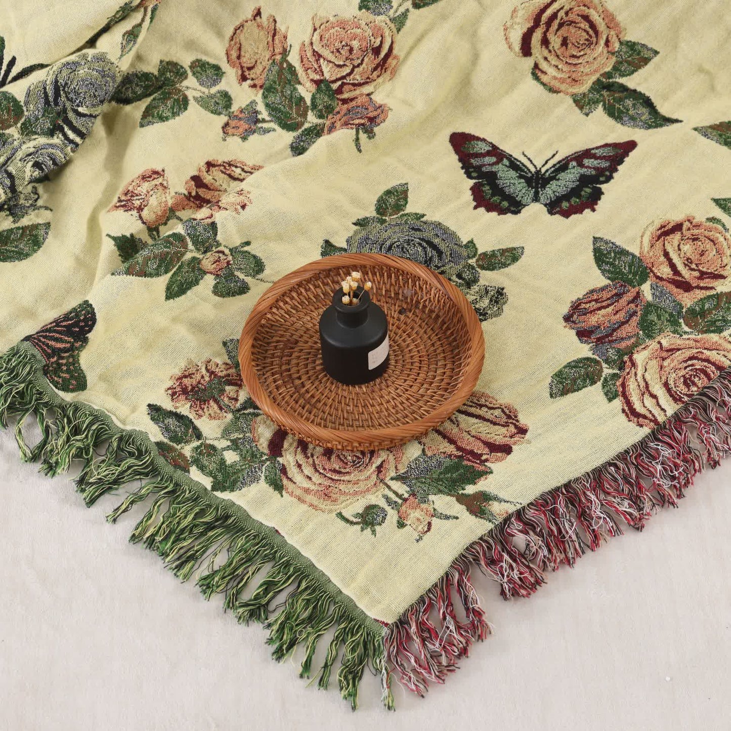 Romantic Rose Cotton Gauze Bedspread Quilt