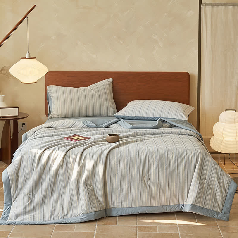 Airy Blue Stripe Double Gauze Bedding Set