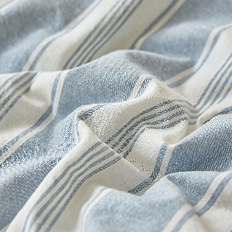 Light Blue Striped Double Gauze Bedding Set