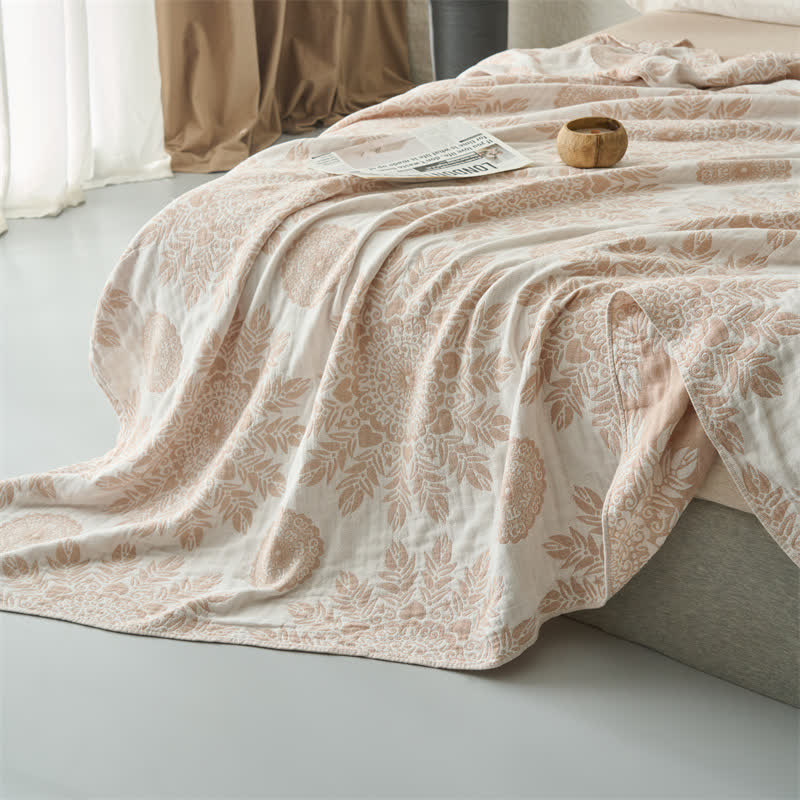 Vintage Floral Cotton Muslin Blanket Quilt