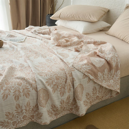 Vintage Floral Cotton Muslin Blanket Quilt